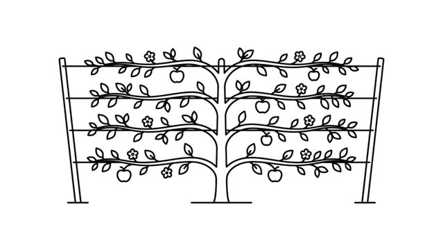 Orchard trees on trellis system.