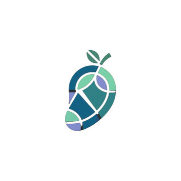 Stylized geometric mango fruit illustration