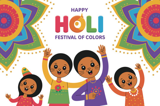 Happy holi festival celebration people with festive colors, festival