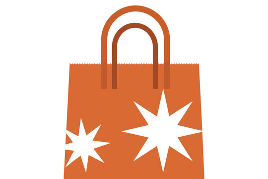 Brown paper shopping bag with white star pattern shopping consumer