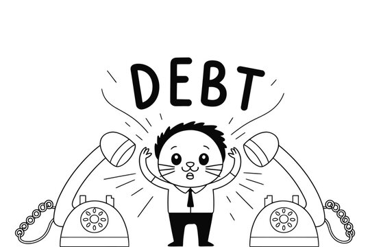 Businessman stressed by constant debt telephone calls with business
