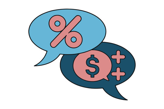 Finance and interest rate speech bubble icon concept with interest
