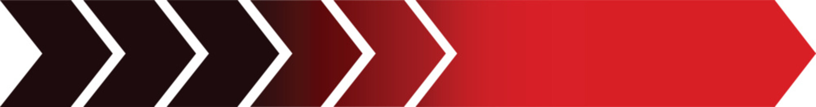 Red and black chevron arrow sequence sign indicating right direction progress path