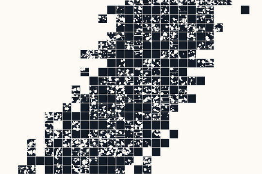 Abstract pixelated grunge texture with dense black-and-white fragmentation pixel art black and white