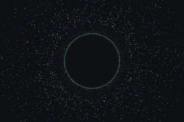 Fototapeta premium Cosmic void with glowing particle nebula outline cyan