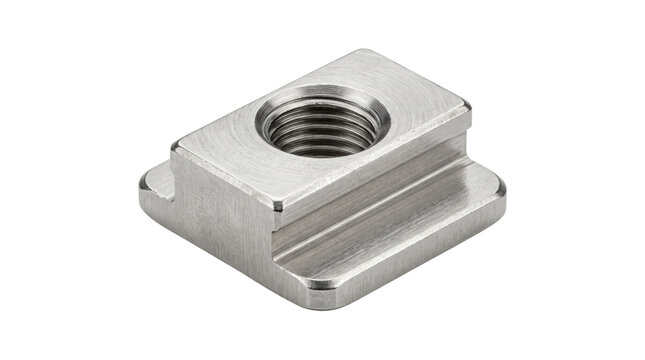 Stainless steel T-nut for aluminum profile, industrial sliding T-slot nut fastener, silver metal threaded hardware for framing systems