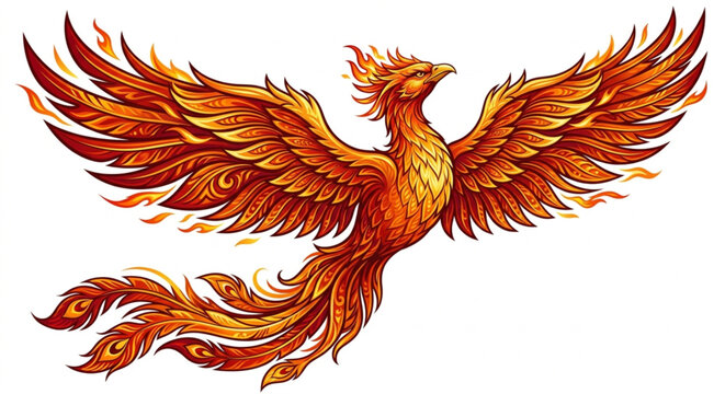 soaring majestic phoenix in flight