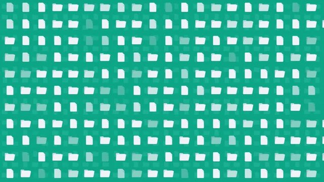 2D Animated Abstract Digital Matrix Grid Background Pattern filled with Shifting Green Pixel Checkered Mosaic Blocks, Cyber Tech Texture