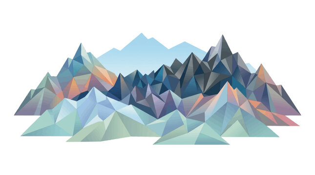 Abstract low poly mountain range in pastel colors