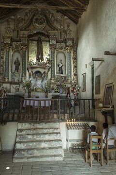 Interior of the chapel Iglesia del Cop&oacute;n or Taiga Padre, Chongos Bajos, Chupaca, Jun&iacute;n, Peru