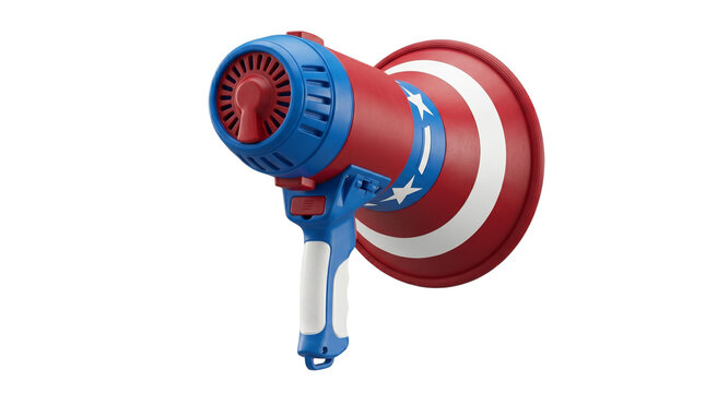 Captain america themed megaphone isolated on transparent background