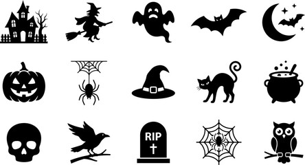 Fototapeta premium Halloween icon set spooky symbols for october 31st celebrations and designs
