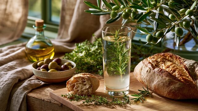 National Anisette Day: A sophisticated French bistro table setting celebrating anisette, a tall glass of pastis diluted with water showing the classic louche cloudy transformation