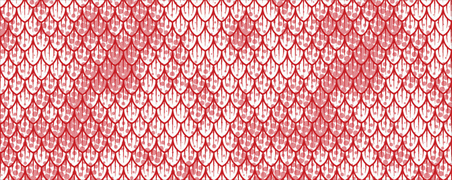 Dragon snake reptile fish mermiad scale seamless pattern tile. Dinosaur skin seamless pattern. Vector black line background.