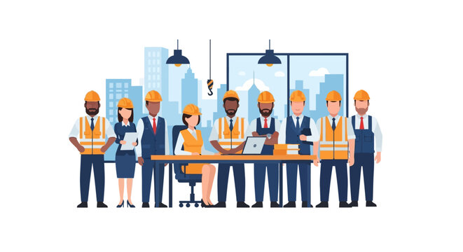 Construction Team Standing Together.