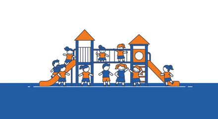 Fototapeta premium Children Playing on Playground.