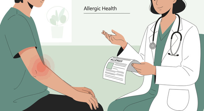 Doctor Consults Patient About Allergic Skin Reaction and Health