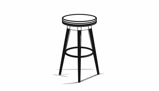 Black stool with three legs.
