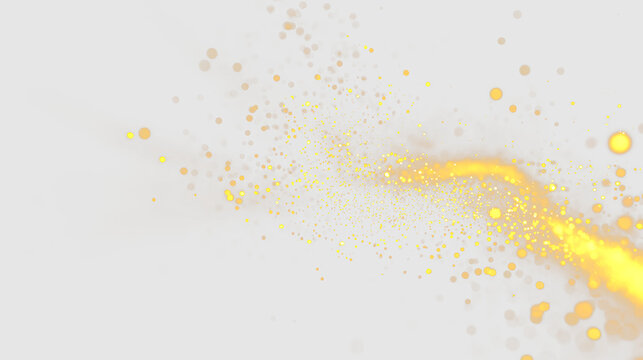 Bright yellow particles and lines create a dynamic scene on a transparent background during a creative design moment