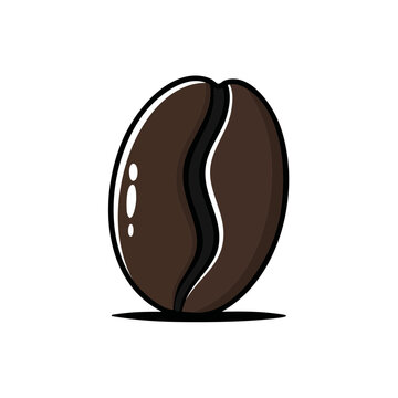 Single Fresh Roasted Coffee Bean Illustration with a Smooth Glossy Finish