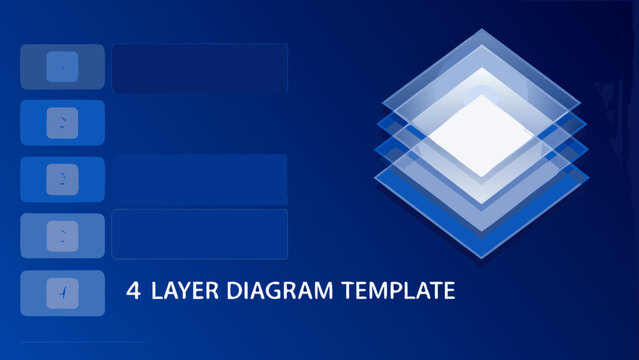 Four Layer Diamond Diagram Template A Vector Illustration With A Gradient Blue Background business flowchart infographic layers levels