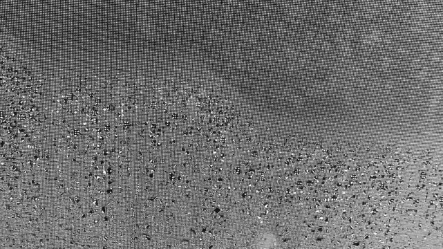 Net texture on the window after the rain