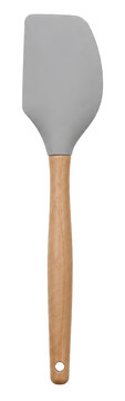 Gray Silicone Spatula with Wooden Handle Kitchen Utensil Isolated on Transparent Background