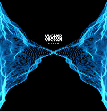 Two symmetrical objects attract each other. Energy or magnetic fields. Scientific illustration. Vector image for a brochure, poster, cover, postcard, presentation, flyer, or banner.