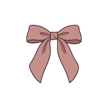 Minimalist soft pink ribbon bow isolated on black background
