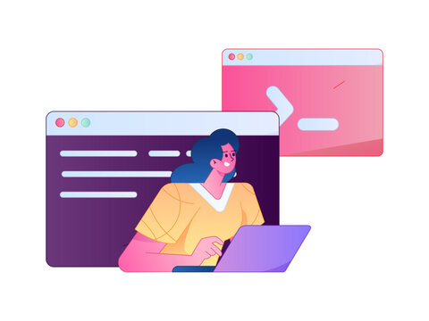 Programming teaching development flat character vector concept operation hand drawn illustration
