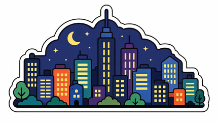Obraz premium City Skyline at Night Time.