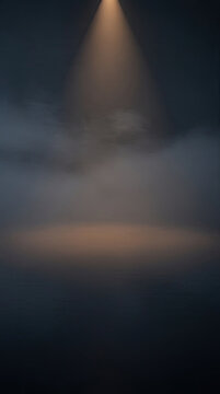 Dramatic Spotlight on Smoky Stage Background with Dark Haze, Ideal for Performance and Presentation
