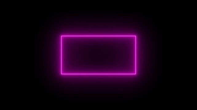 Neon effect rectangle frame Loop background.Animation of glowing neon rectangles abstract background.4k animation motion graphice video.