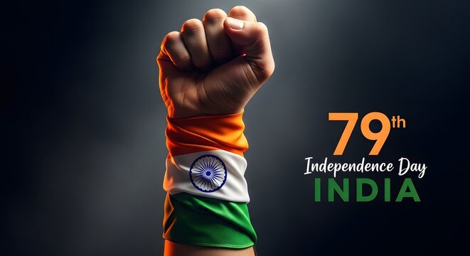 79th india independence day celebration with fist symbolizing freedom