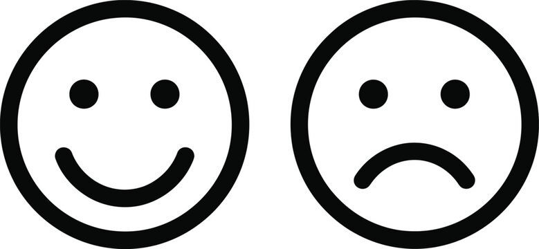 Editable smiley and frowny faces illustrations for feedback and emotions