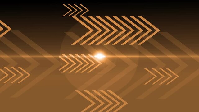 Dynamic background with layered chevron arrows pointing right animation, glowing center flare modern abstract tech design