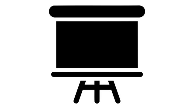 Black icon of a flip chart presentation board, representing business meeting tools, educational displays, and visual com