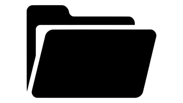 Black icon of a document file expanding folder, representing file organization, storage, and digital document management