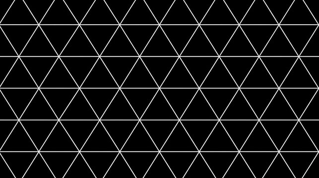Abstract seamless pattern with white equilateral triangles on black background