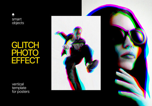 Glitch Aberration Poster Photo Effect For Poster And Social Media Design