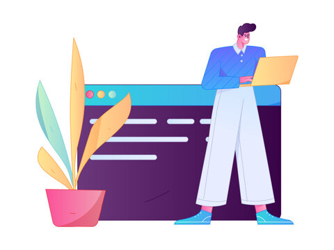 Programming teaching development flat character vector concept operation hand drawn illustration
