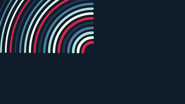 Abstract motion background, with pulsing colorful, circular waves and, digital signal lines