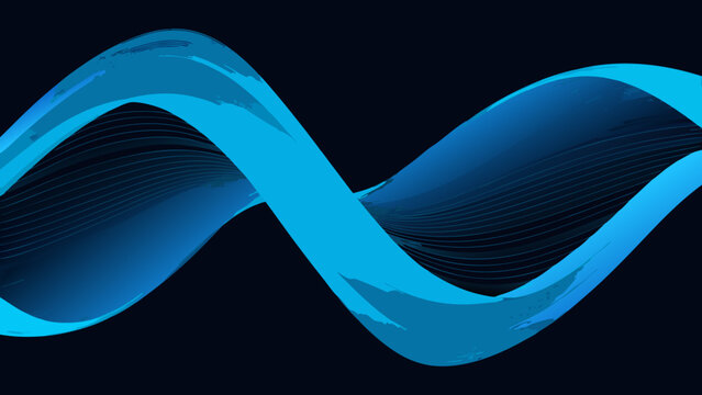 Cyan wave form with layered lines against a dark background a modern abstract design aqua azure bend blue