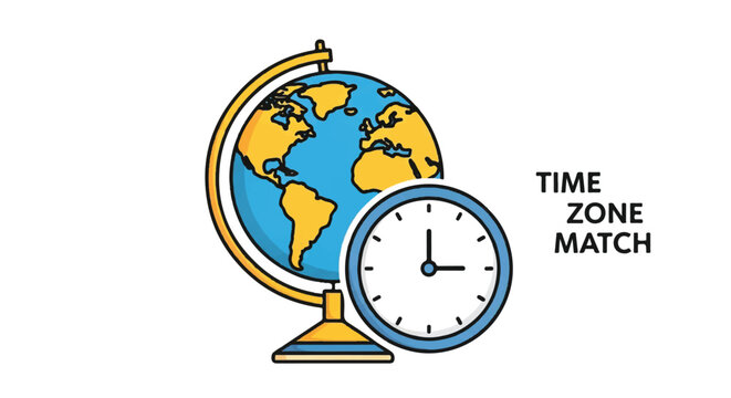 Global clock and globe icon illustrating time zone differences for travel planning.