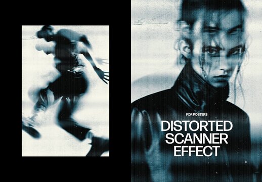 Vertical Distorted Scanner Effect For Poster And Social Media Design