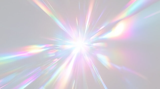 Crystal Optical Light with Rainbow Refraction and Sparkling Diamond Effect, Transparent Background Overlay