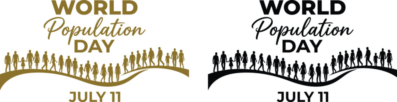 World population day illustration diverse crowd july 11th awareness campaign graphics