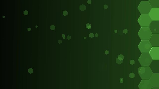 Abstract dark background with scattered translucent hexagons animation