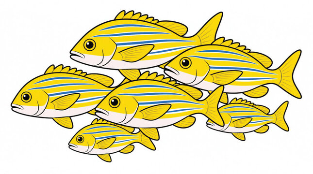 School of Yellow Tropical Fish.