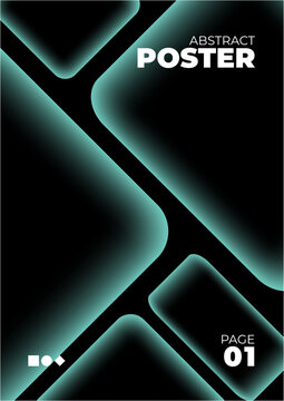 Modern abstract poster featuring glowing curved lines on a dark background, suitable for technology, digital art, or futuristic themes.